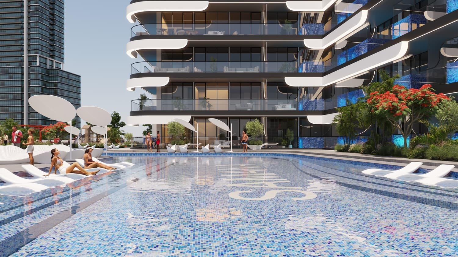 Samana Resorts amenity Large Pool Deck & Jacuzzi - Dubai Production City, Dubai - by Samana