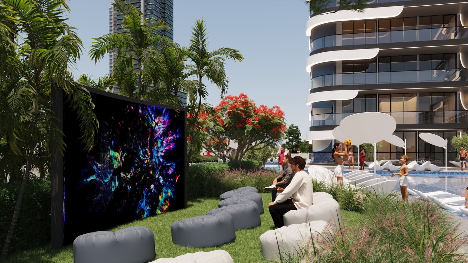 Samana Resorts amenity Outdoor Cinema - Dubai Production City, Dubai - by Samana