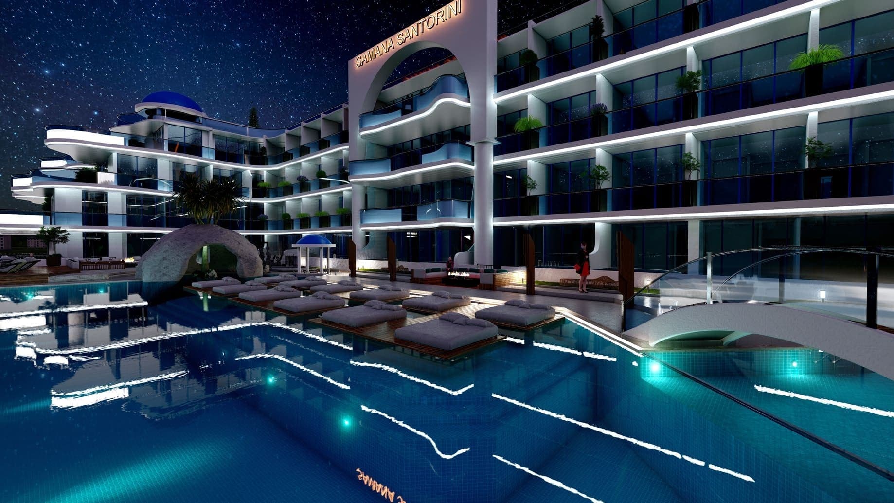 Samana Santorini exterior view - Dubai Studio City, Dubai - by Samana