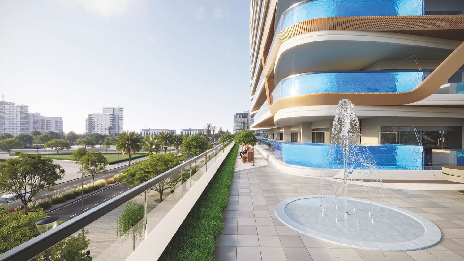 Samana Skyros amenity Waterfall Features - Arjan, Dubai - by Samana