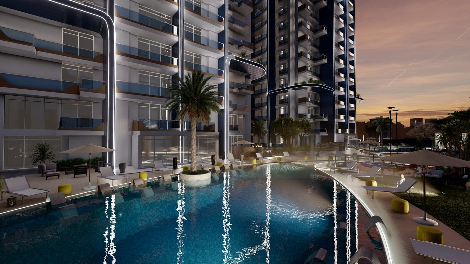 Samana Waves Phase II amenity Leisure Pool Deck in JVC (Jumeirah Village Circle), Dubai