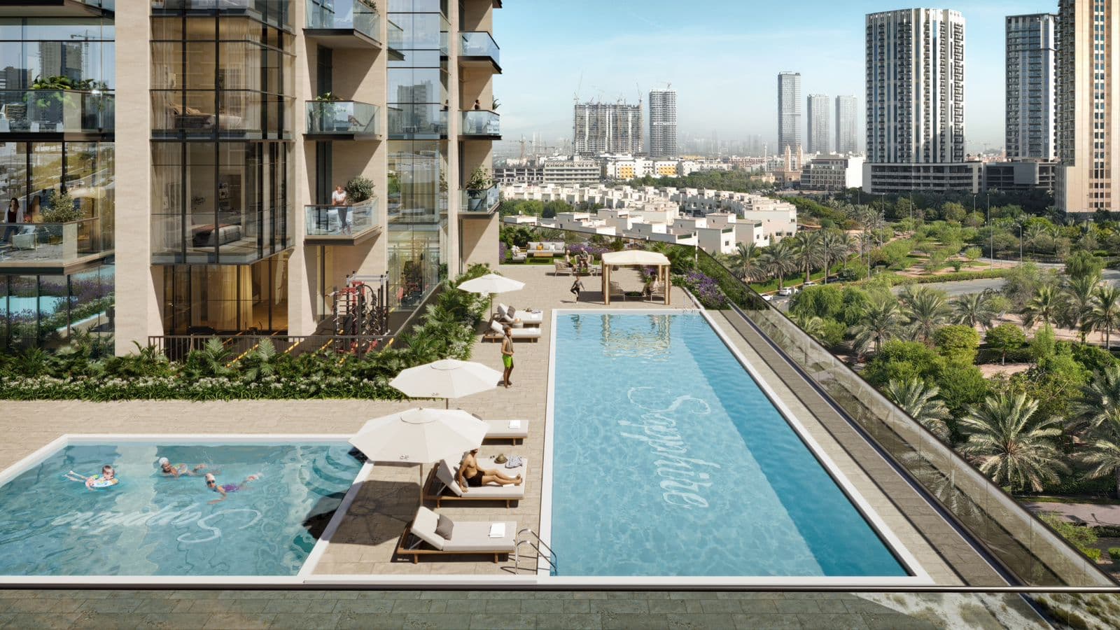 Sapphire 32 amenity Swimming Pool in JVC (Jumeirah Village Circle), Dubai, by Dar Al Karama