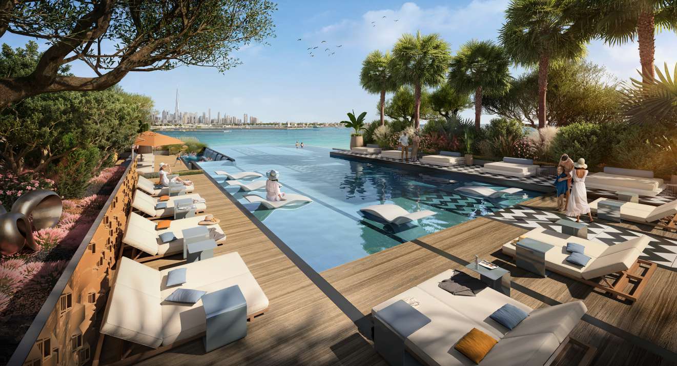 Saria amenity Outdoor Infinity Pool - Maritime City, Dubai - by Beyond Developments