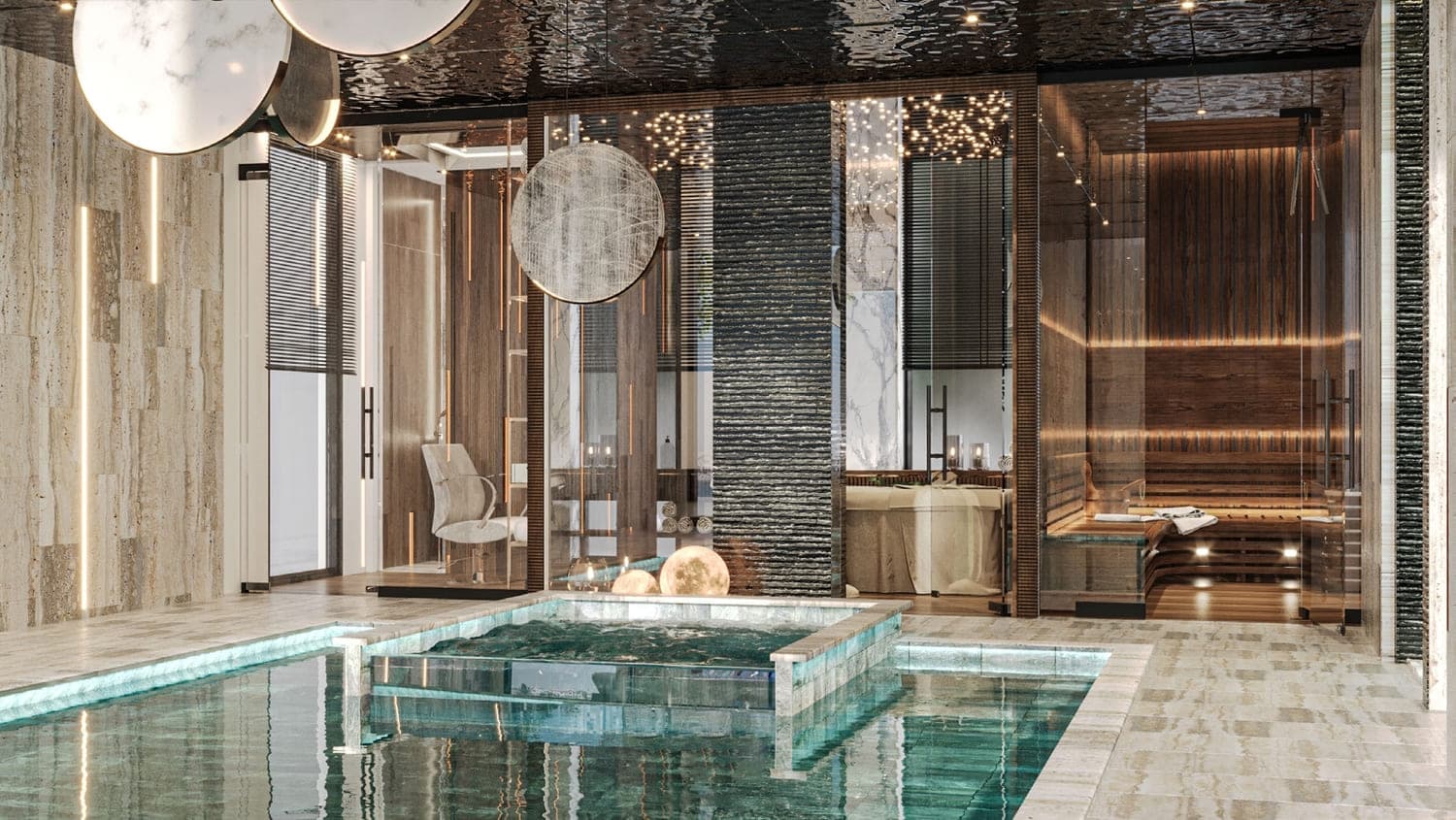 Searenity amenity Indoor Pool - Palm Jumeirah, Dubai - by AHS Properties