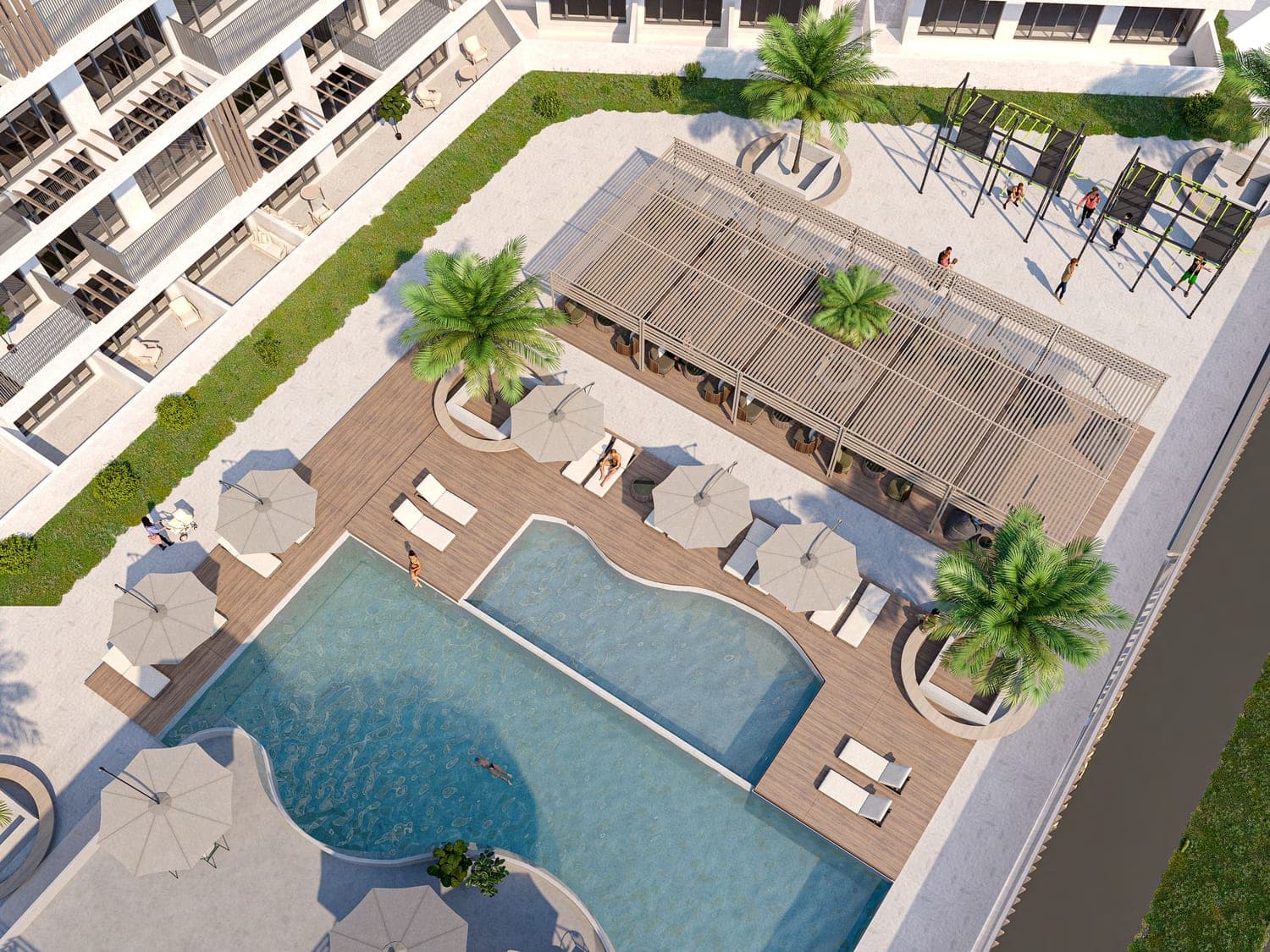 Serene Gardens amenity Pool Deck - Discovery Gardens, Dubai - by Prescott