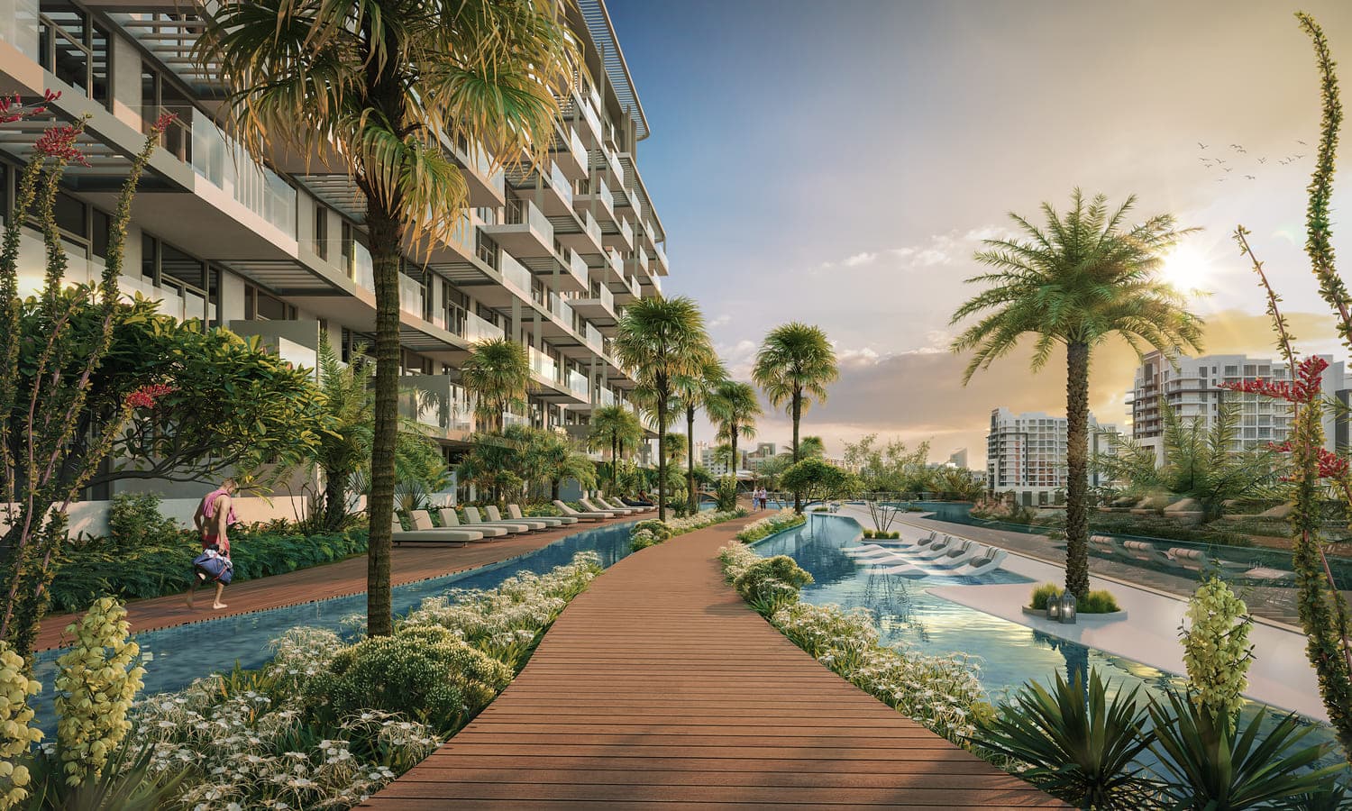 Serene Gardens II amenity Lazy River - Discovery Gardens, Dubai - by Prescott