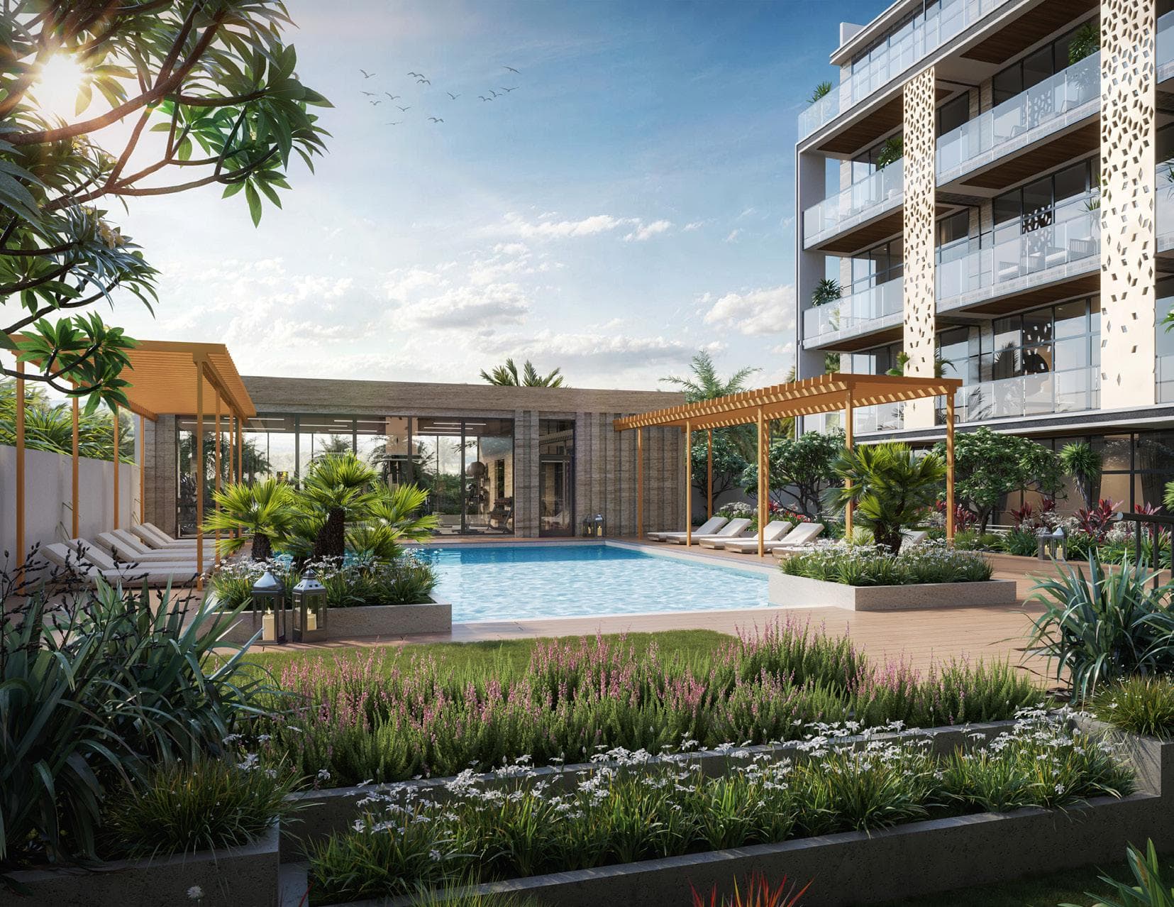Sereno Residences amenity Garden Area - JVC (Jumeirah Village Circle), Dubai - by Svarn Development