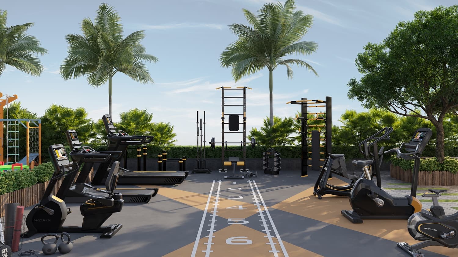 Sky Hills Residence 2 amenity Outdoor & Indoor Gym - JVC (Jumeirah Village Circle), Dubai - by HRE Development