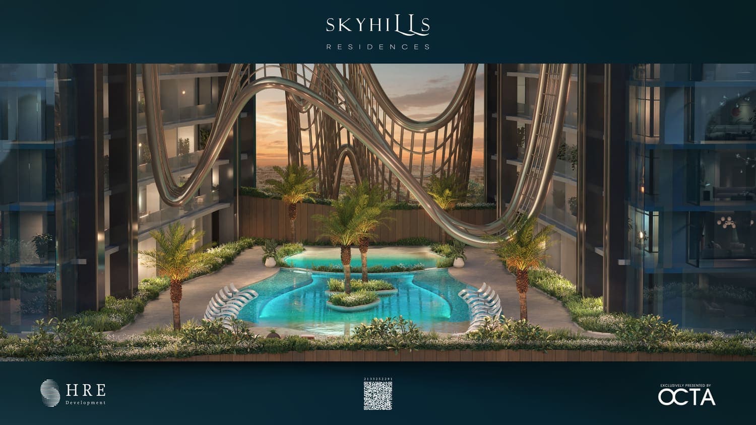 Sky Hills Residence amenity Beach Pool & Sunken Sunbeds - Dubai Science Park, Dubai - by HRE Development