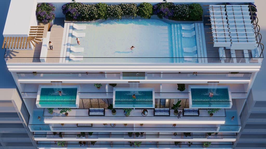 Sky Living amenity Private Pools Amidst Cascading Waterfalls in JVC (Jumeirah Village Circle), Dubai, by Peace Homes Development