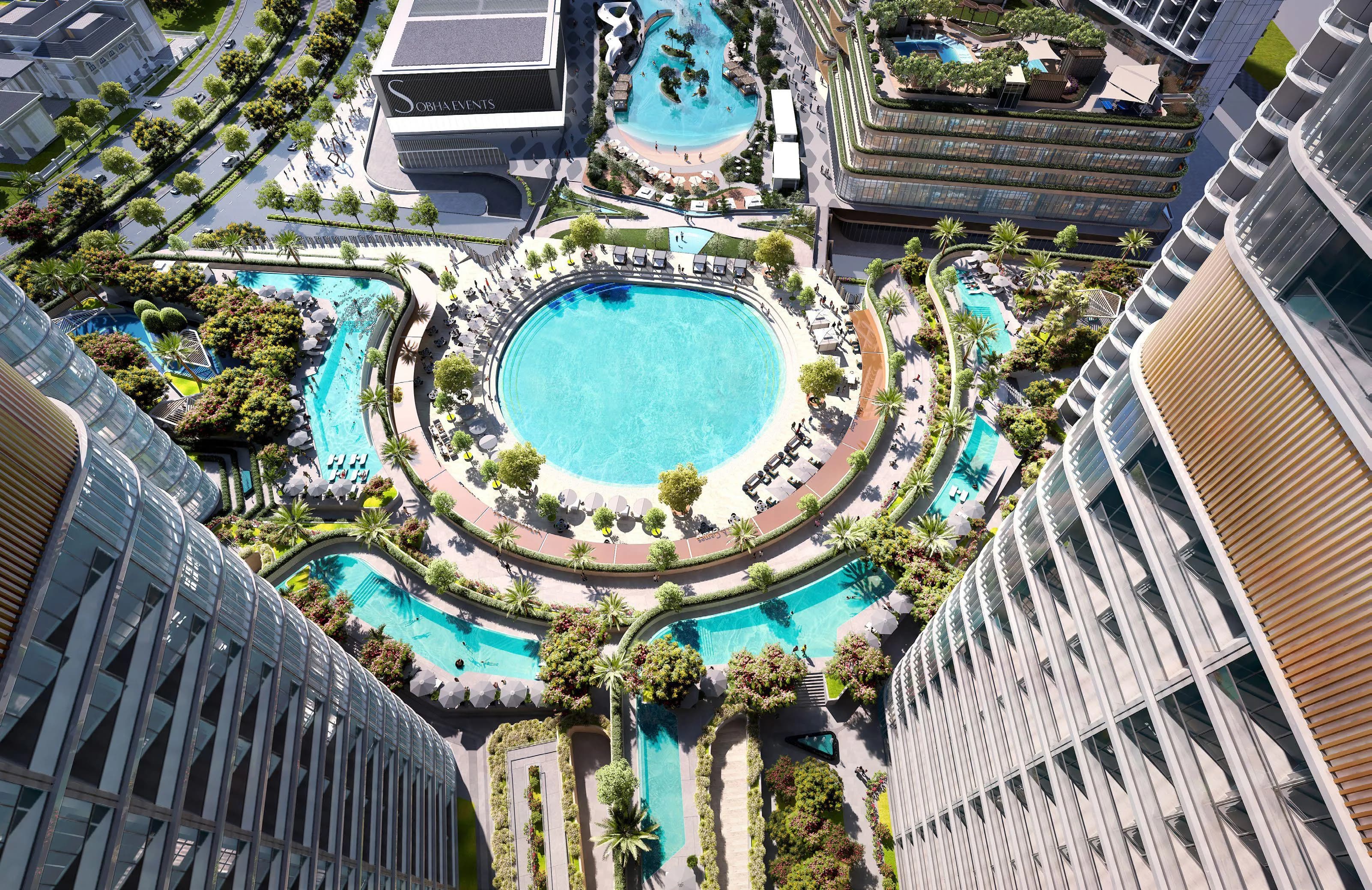 Skyvue Altier amenity Central Water Feature - Meydan, Dubai - by Sobha