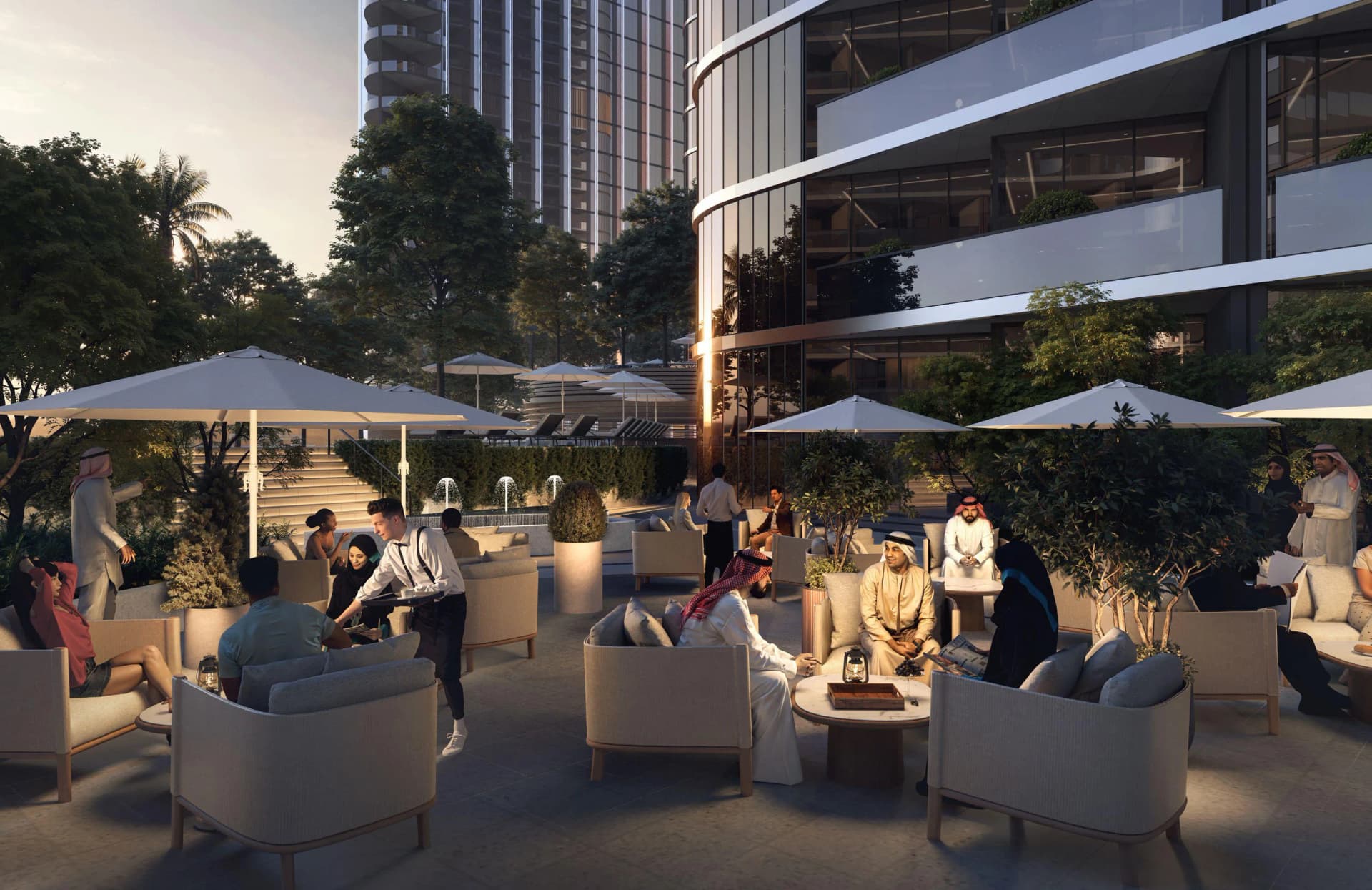 Skyvue Altier amenity Open Amphitheatre Seating in Meydan, Dubai, by Sobha