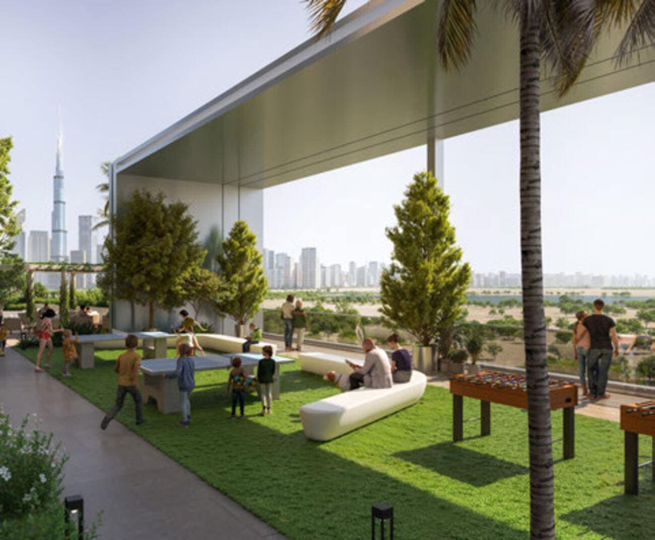 Skyvue Solair amenity Outdoor Game Area in Sobha Hartland 2, Dubai, by Sobha