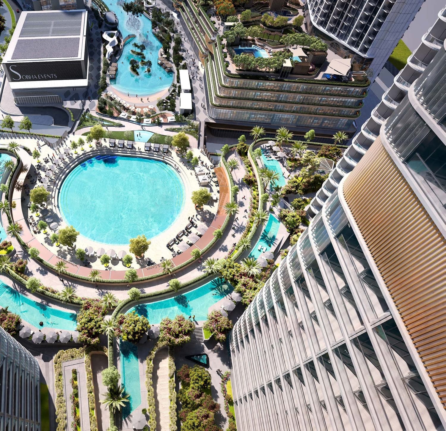 Skyvue Spectra amenity Central Water Feature - Sobha Hartland 2, Dubai - by Sobha