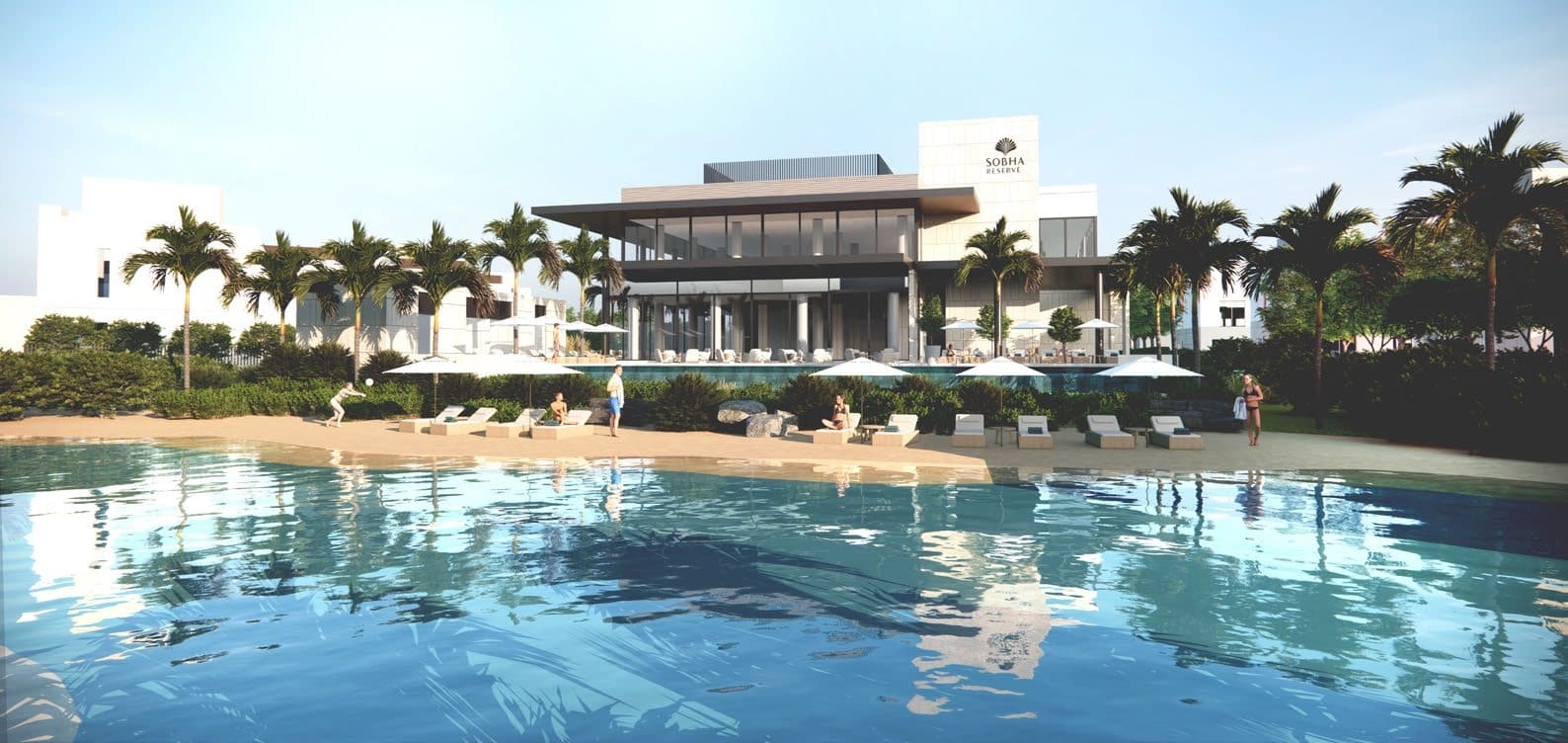 Sobha Reserve amenity Swimming Pool With Beach Edge in Wadi Al Safa 2, Dubai