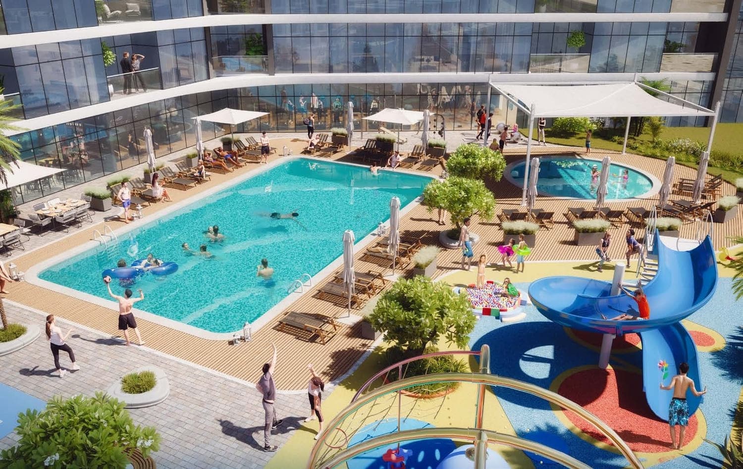 South Living amenity Lap And Kids Pool And Kids Play Area - Dubai South, Dubai - by Dubai South Developers