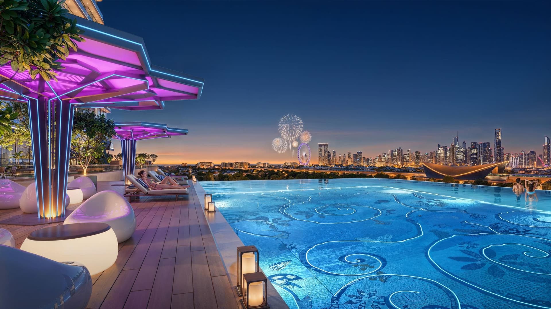Sparklz amenity Infinity Pool in Jebel Ali Village, Dubai, by Danube
