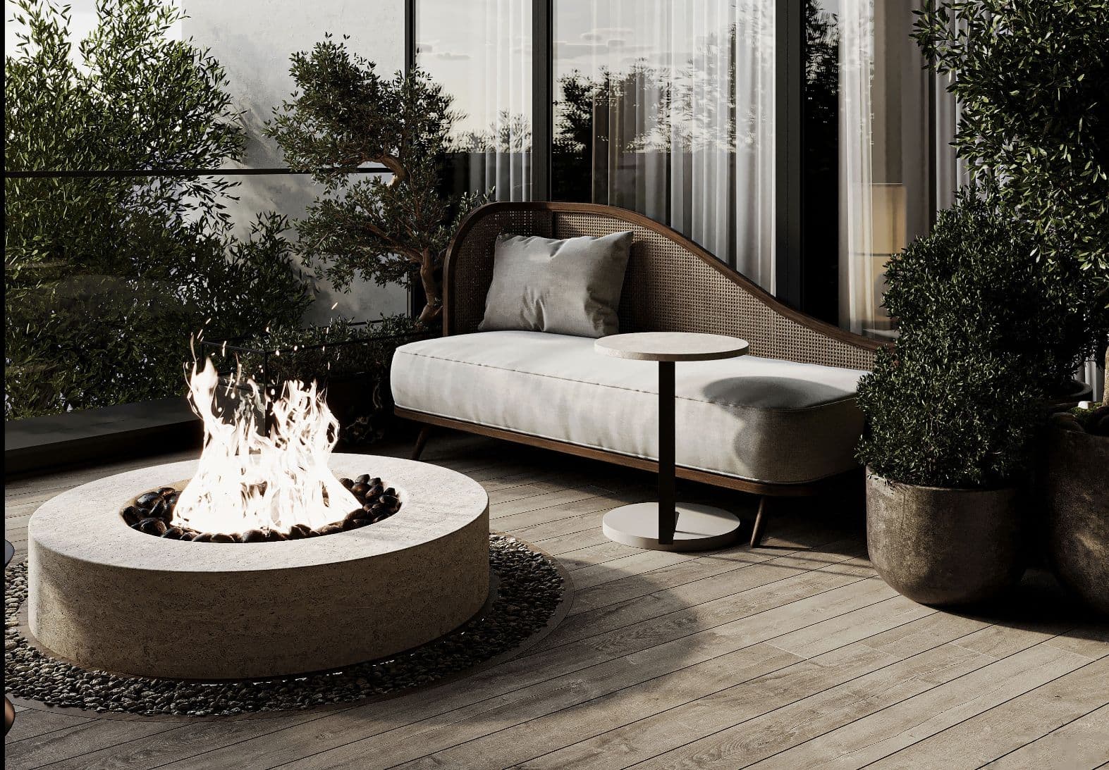 Stamn One amenity Balcony Living Scene - Al Satwa, Dubai - by STAMN Real Estate Development