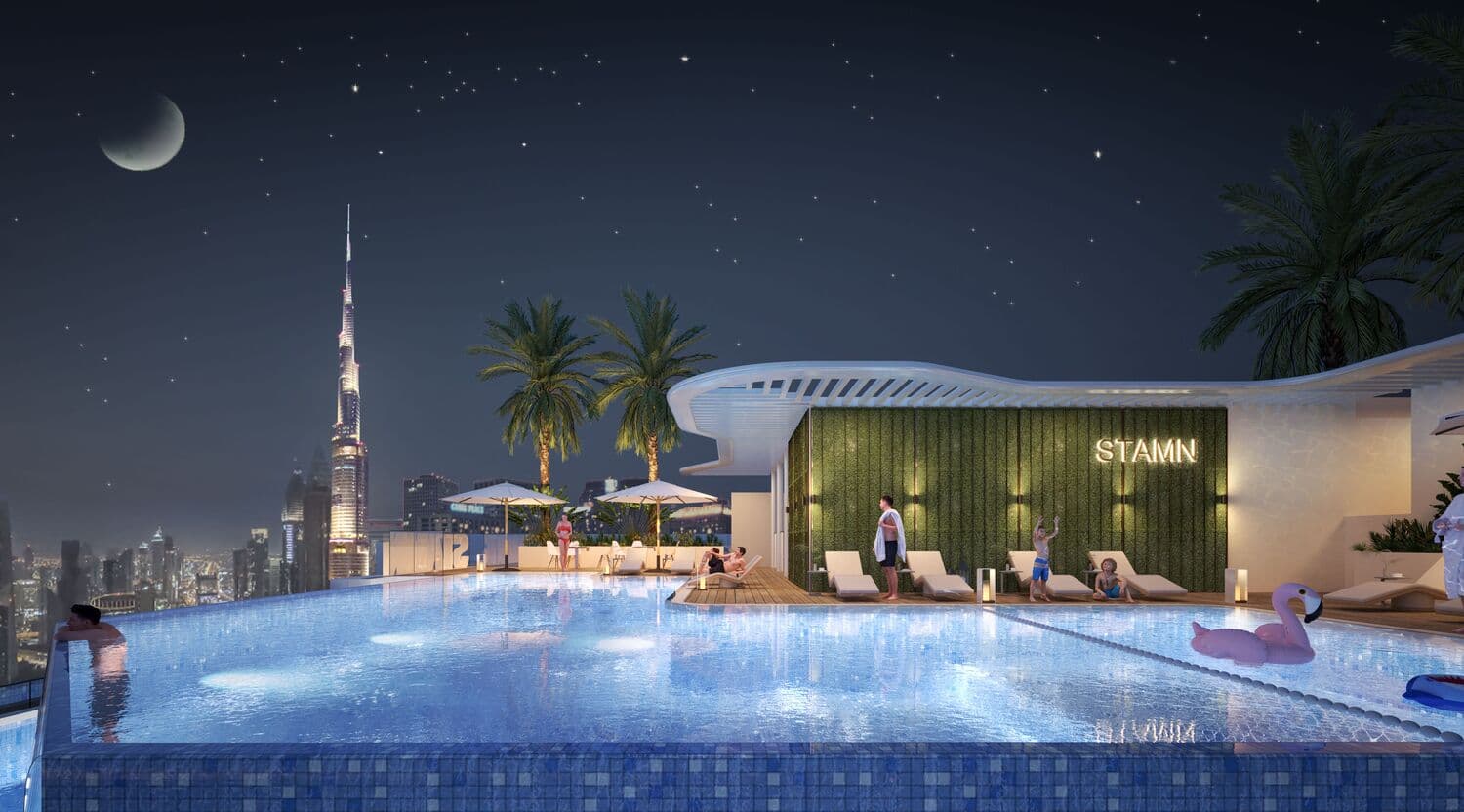 Stamn One amenity Swimming Pool - Al Satwa, Dubai - by STAMN Real Estate Development