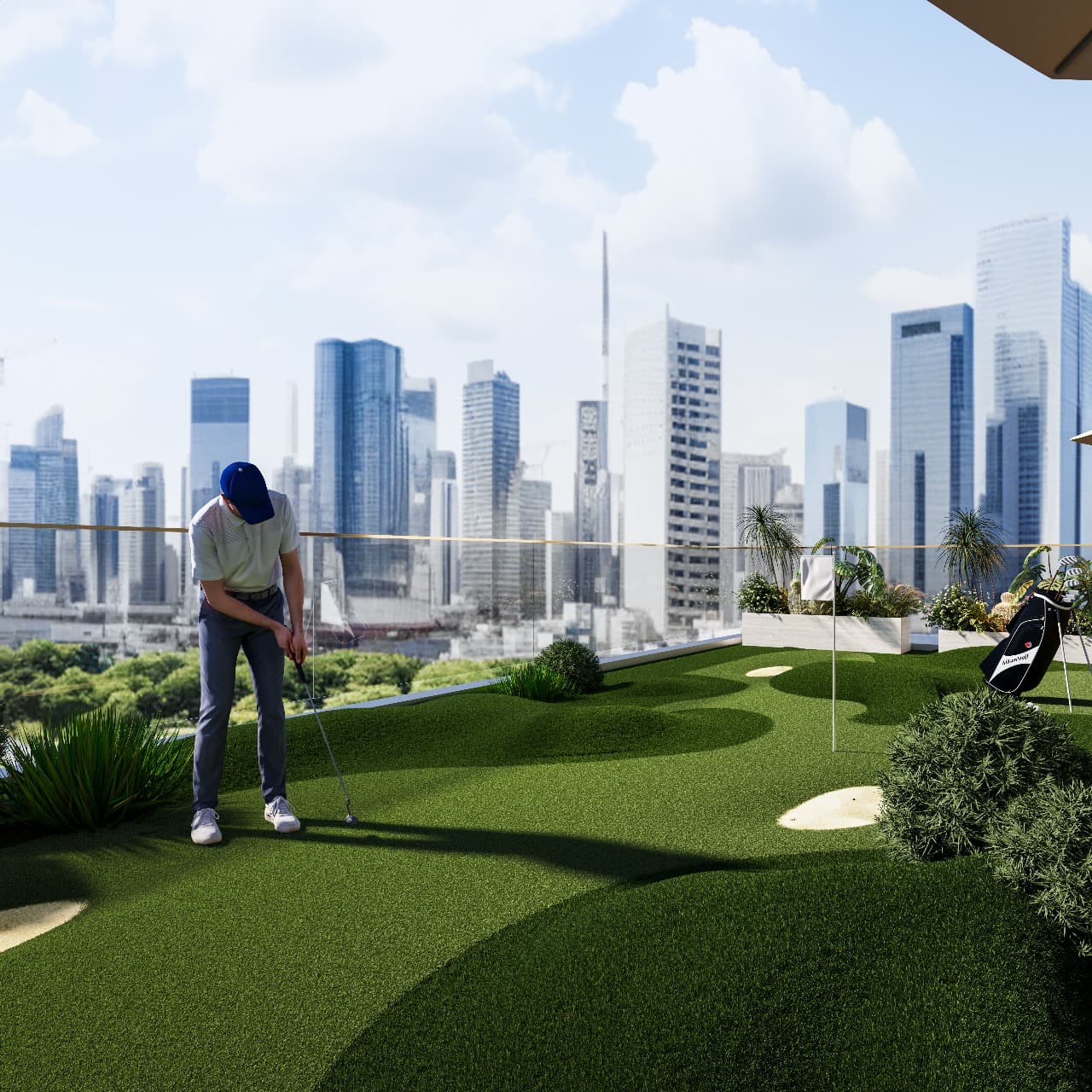 Stamn Yuni amenity Golf Area - Al Satwa, Dubai - by STAMN Real Estate Development