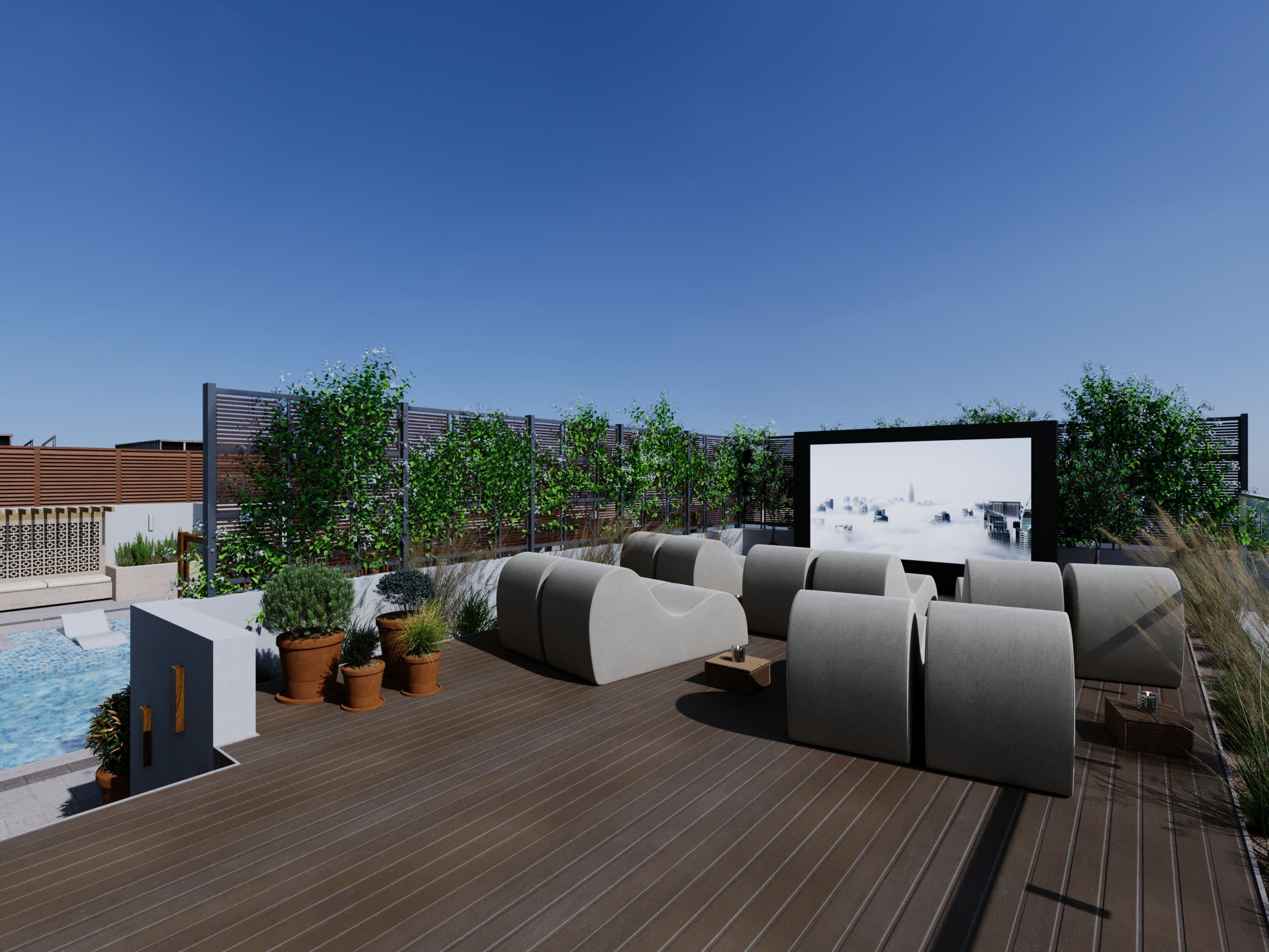 Starlight Park amenity Rooftop Cinema - MBR District 11 (Meydan South), Dubai - by Amwaj Development