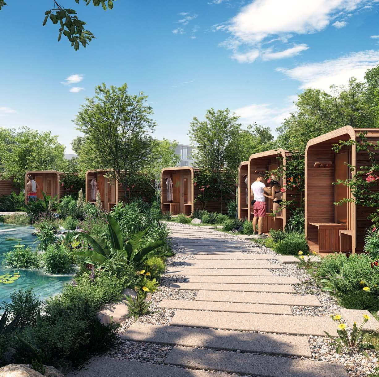 Sun City amenity Outdoor Sauna Cabins in Damac Suncity, Dubai, by DAMAC