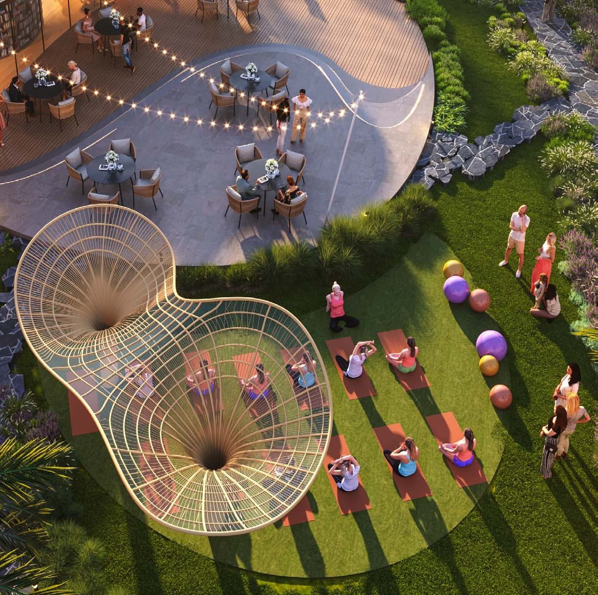 Sun City amenity Yoga In The Park in Damac Suncity, Dubai, by DAMAC