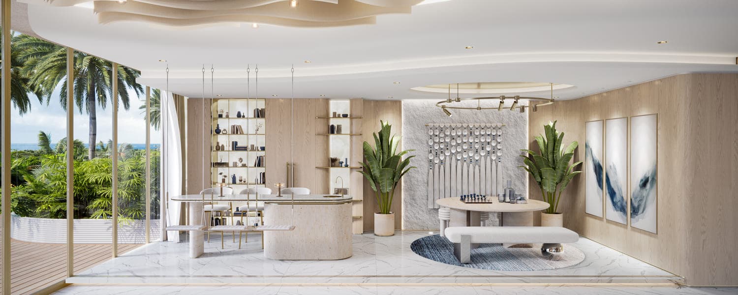 Sunset Bay 5 amenity Lounge in Dubai Islands, Dubai, by Imtiaz Development