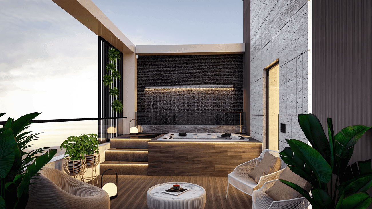 Sunset Grove Homes amenity Private Jacuzzi - JVC (Jumeirah Village Circle), Dubai - by SNK Real Estate Development