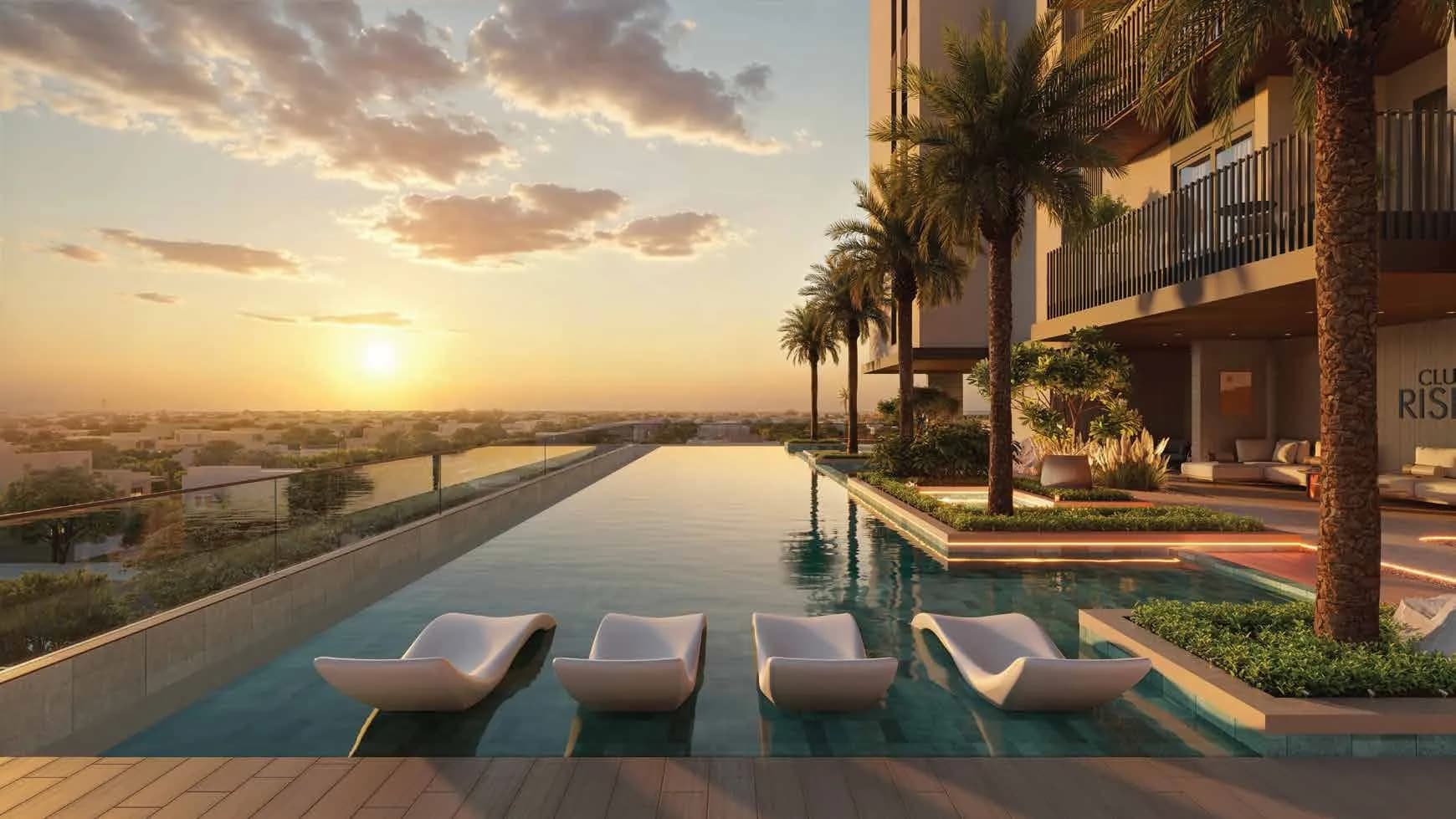 Sunvale amenity Infinity Pool - Jabal Ali, Dubai - by PRYSM Development