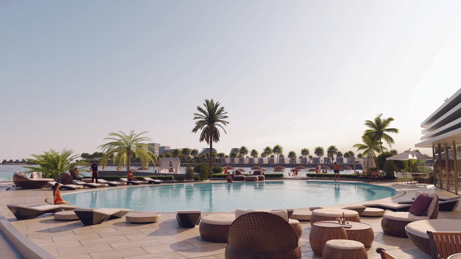The Beach Vista amenity Pool With Direct Beach Access - Al Marjan Island, Dubai - by Range Developments