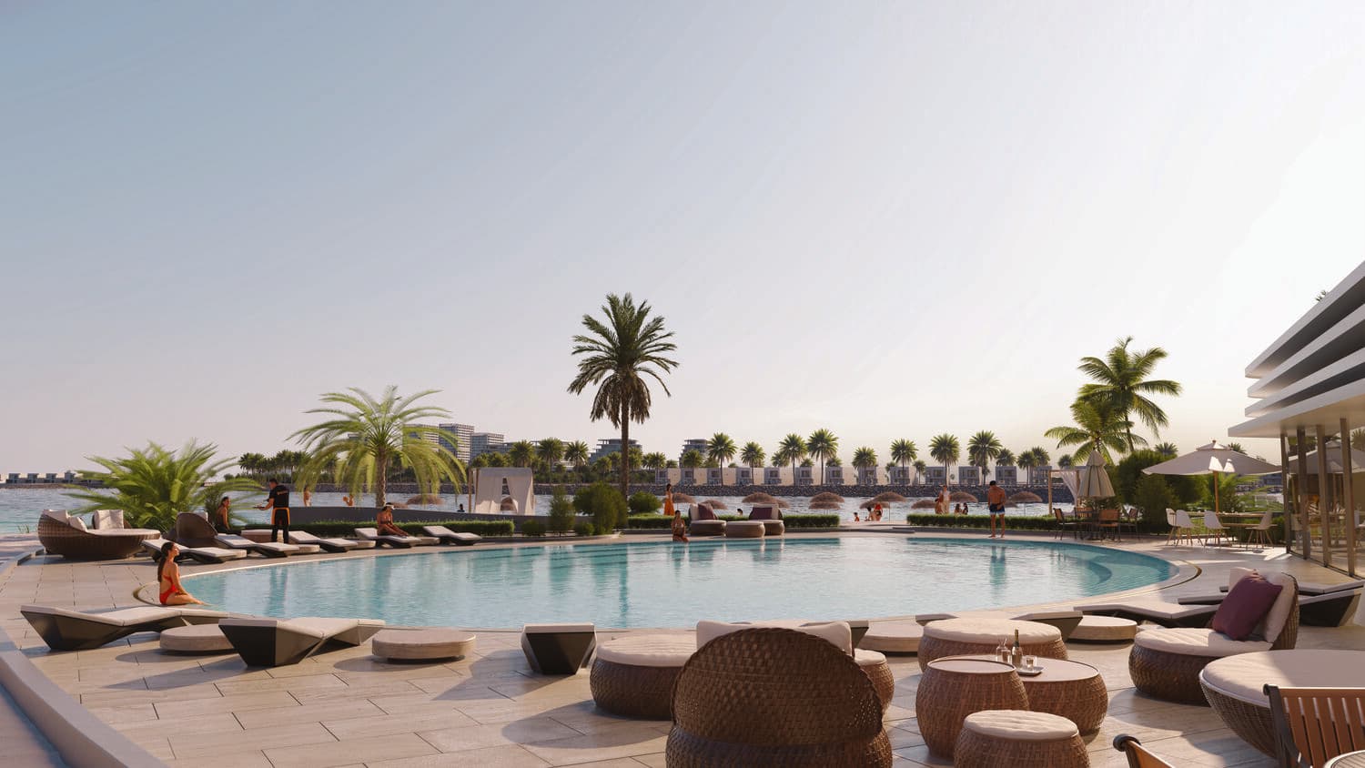 The Beach Vista amenity Pool With Direct Beach Access - Al Marjan Island, Dubai - by Range Developments
