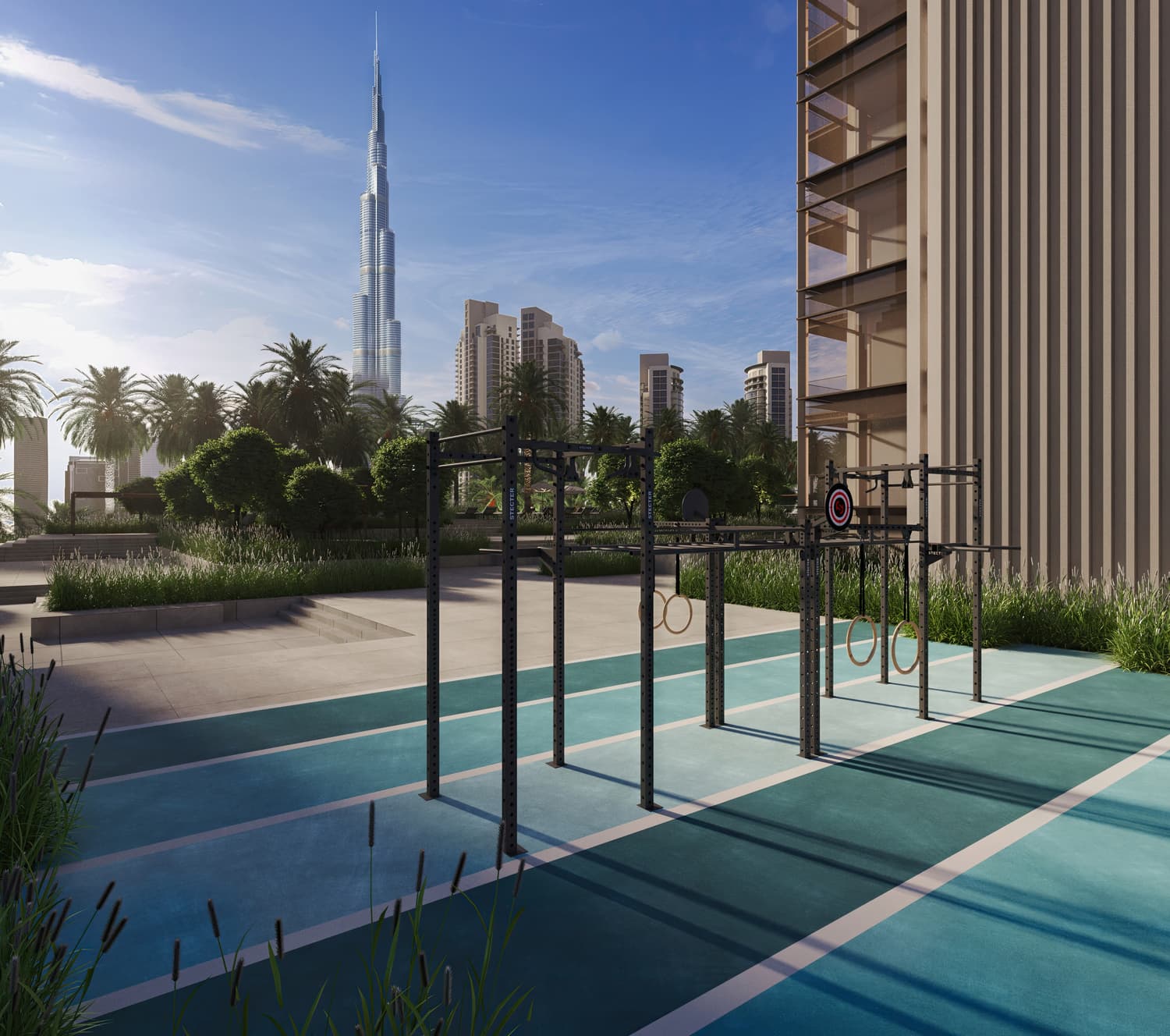 The Edge amenity Outdoor Fitness Area in Business Bay, Dubai, by Select Group