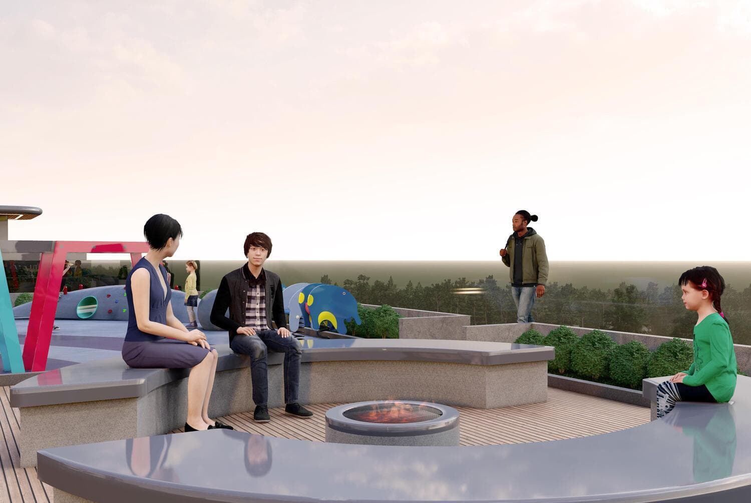 The Eighty Three amenity Terrace Campfire Seating - Dubai South, Dubai - by OKSA Developer