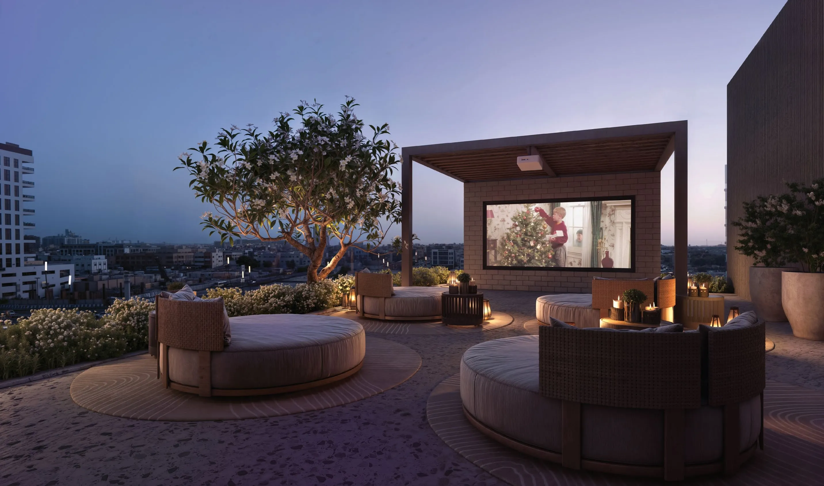 The Elysian amenity Outdoor Cinema - Al Satwa, Dubai - by MFOUR Development