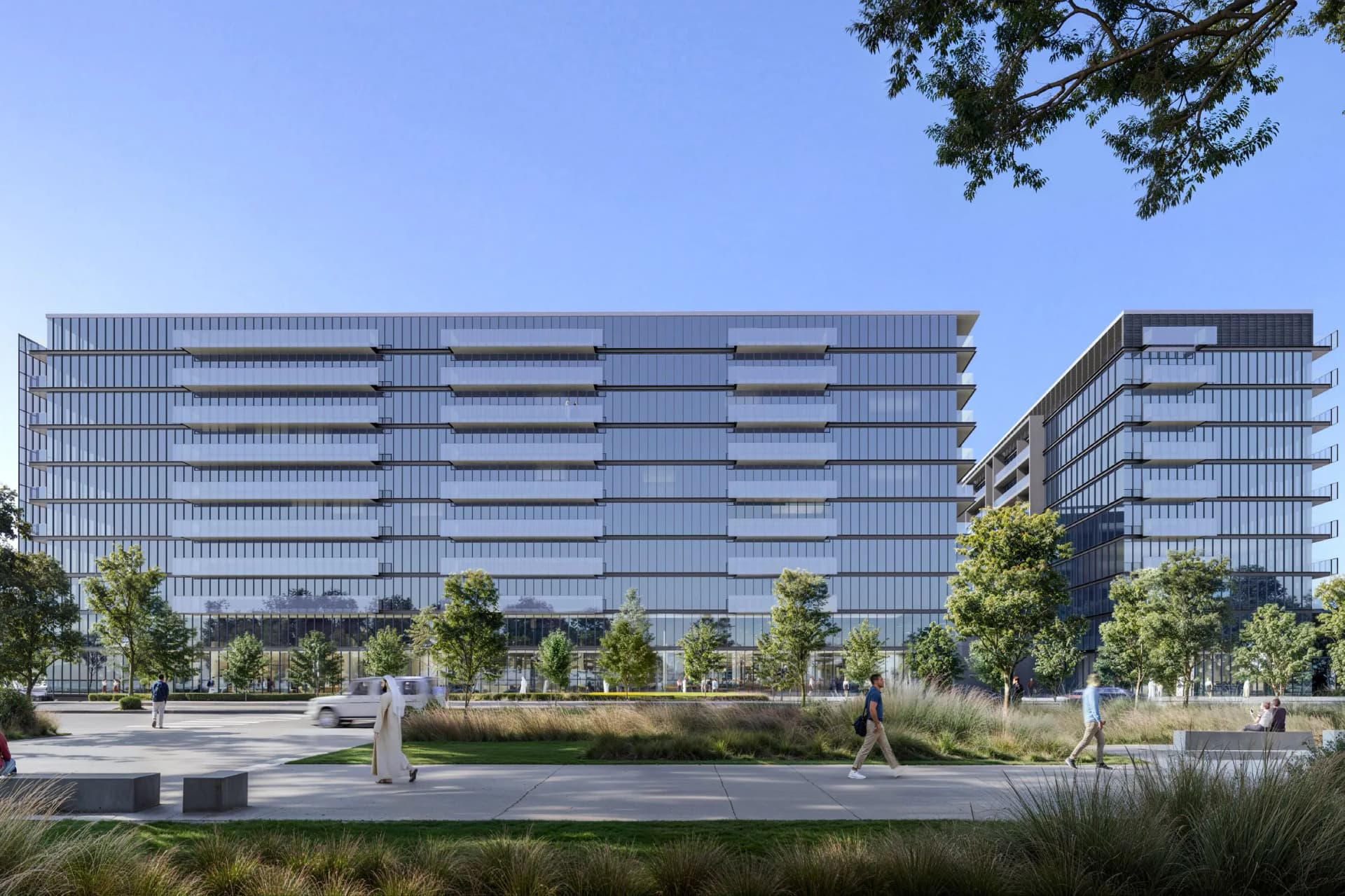 The Gate 5 exterior view in Muwaileh Commercial, Sharjah, by Arada