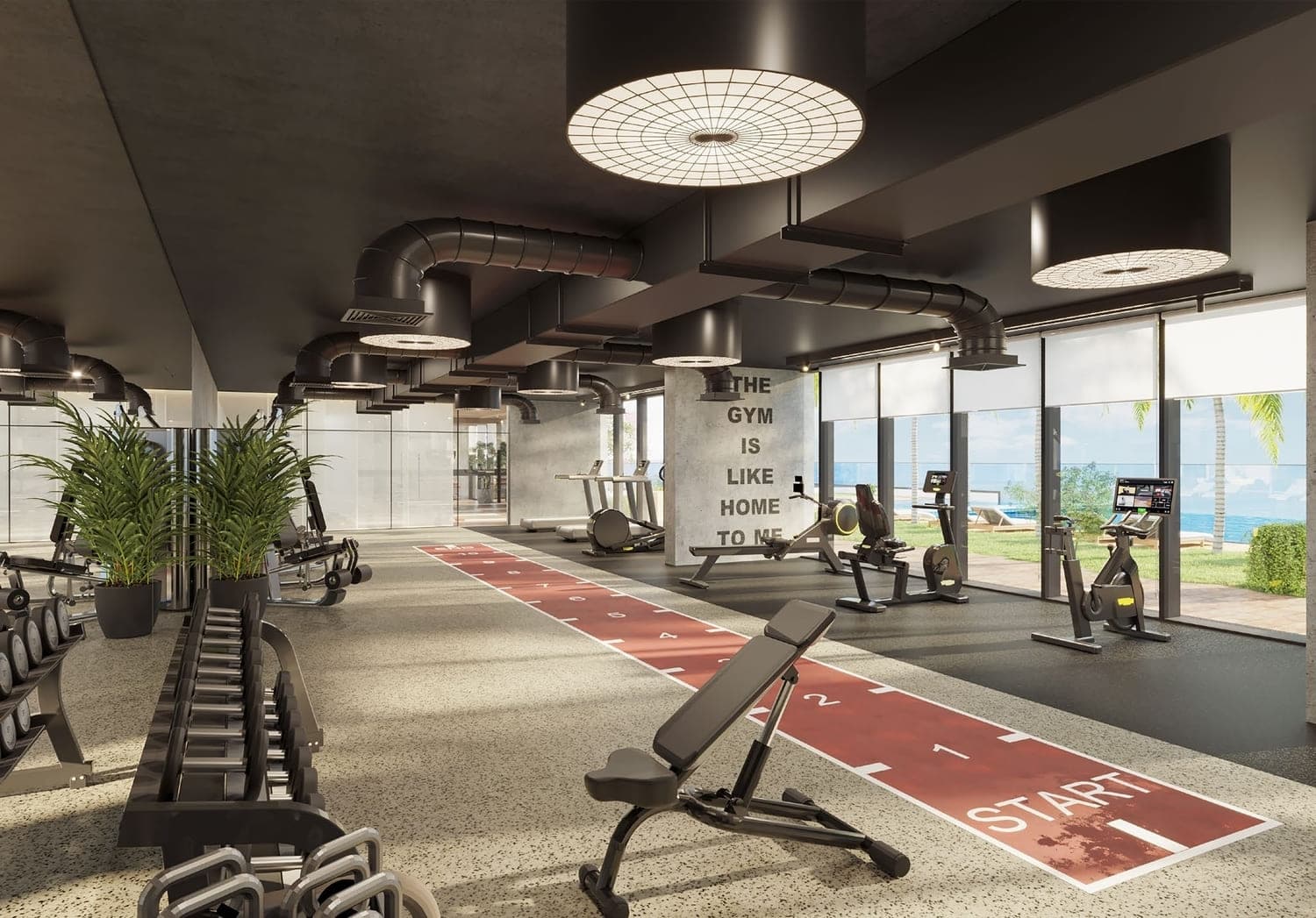 The Haven amenity Full Suite Indoor And Outdoor Gym in Majan, Dubai, by Meraki Developers
