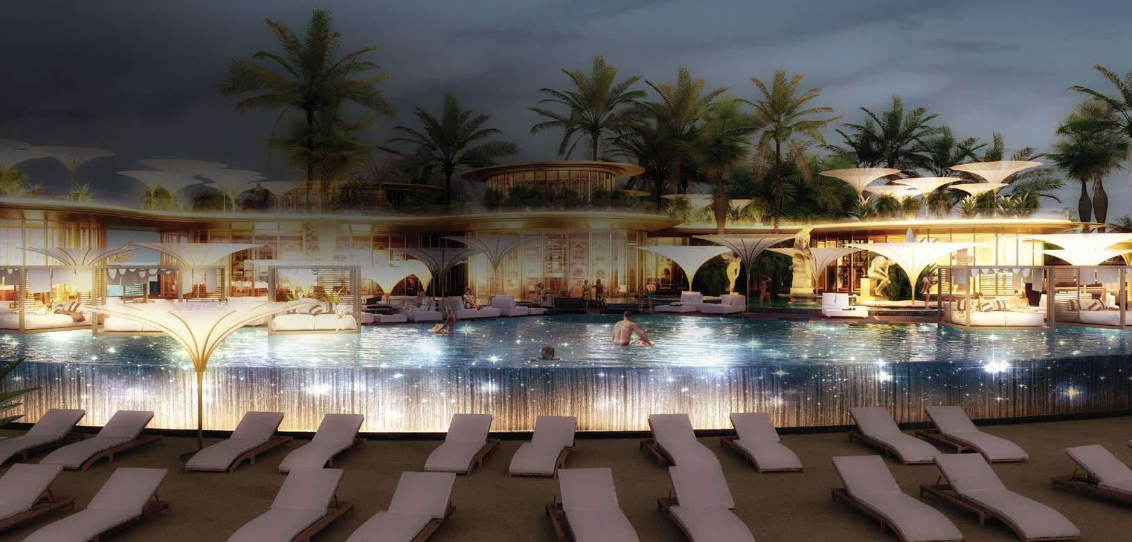 The Heart of Europe - Honeymoon Island and The Floating Seahorse amenity Infinity-Edged Lagoon Pools in World of Islands, Dubai, by THOE