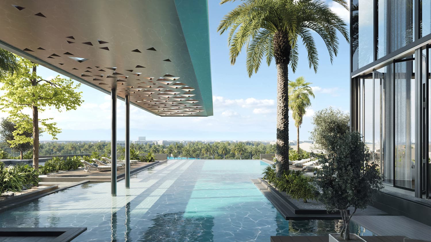 The Highgrove amenity Infinity Swimming Pool - Bukadra, Dubai - by Ellington