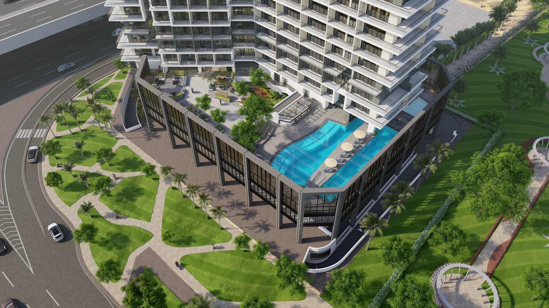 The Paragon by IGO amenity Outdoor Pools With Sun Loungers - Business Bay, Dubai - by Invest Group Overseas (IGO)