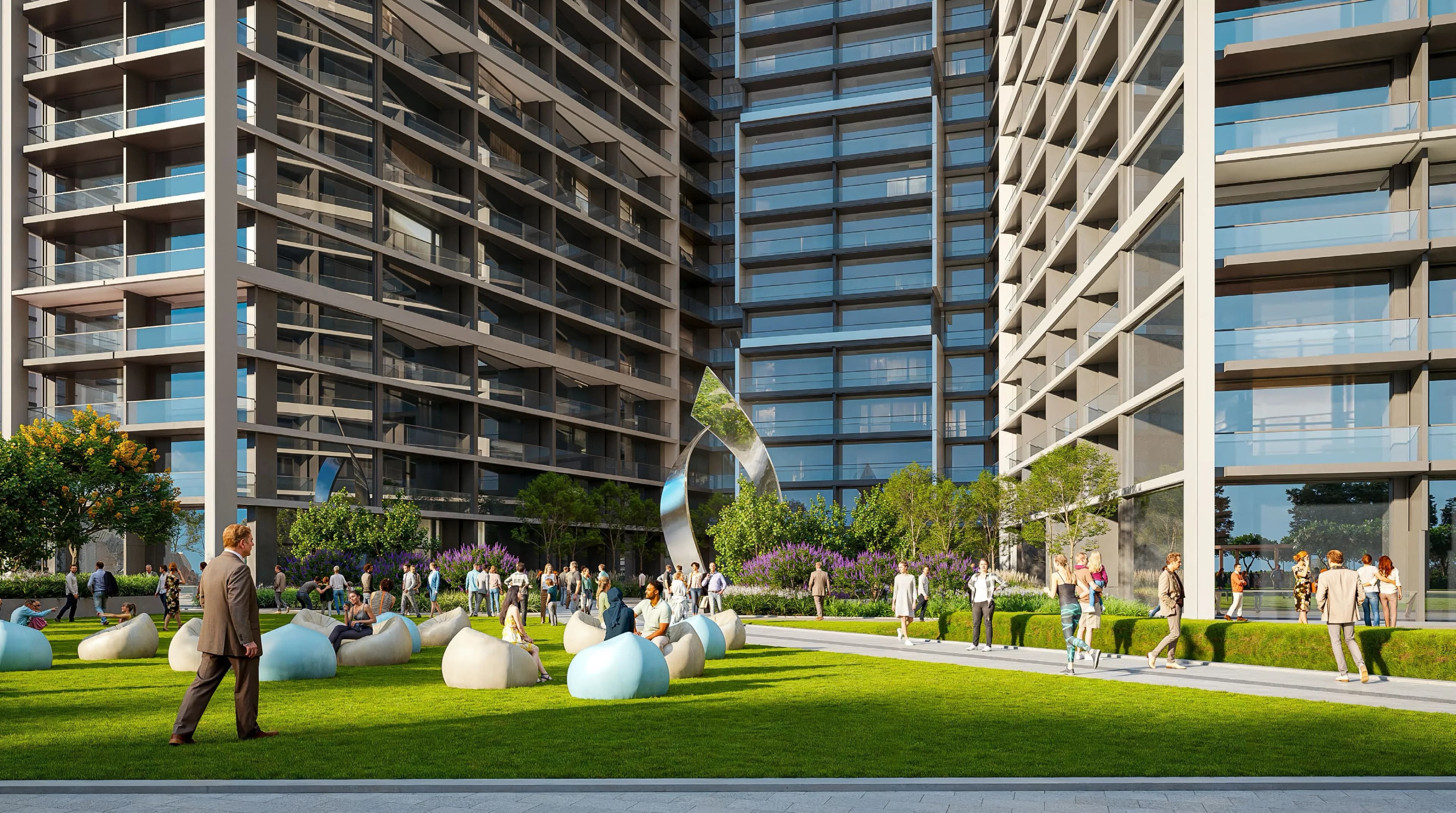The Pinnacle at Sobha Central amenity Outdoor Sitting Area Pockets - Jabal Ali, Dubai - by Sobha