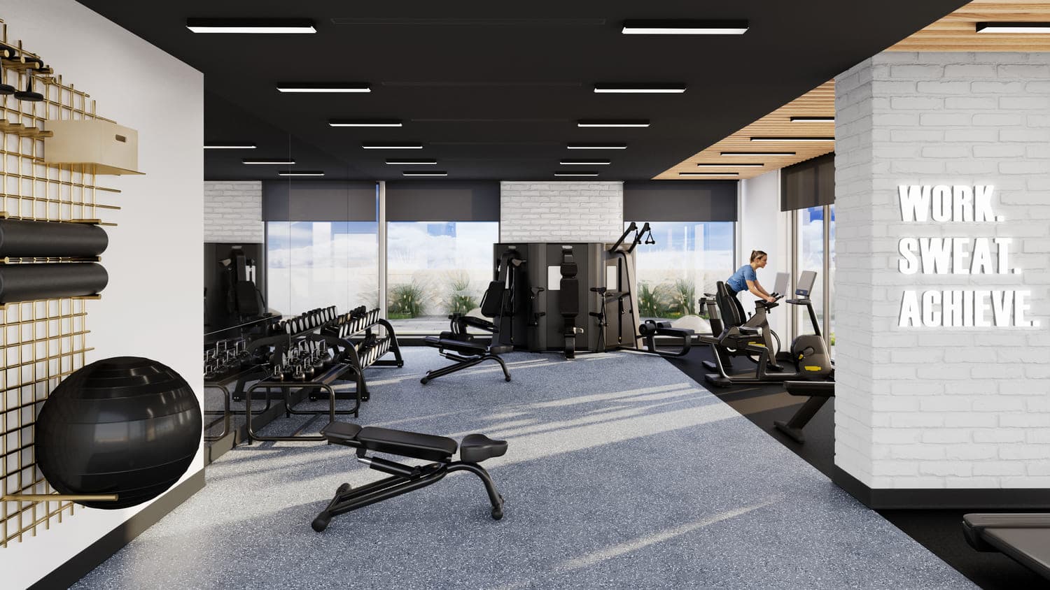 The Portman amenity Fitness Studio With Pool View in JVC (Jumeirah Village Circle), Dubai, by Ellington