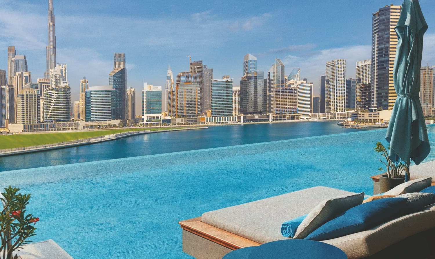 The Quayside amenity Pool Loungers in Business Bay, Dubai, by Ellington