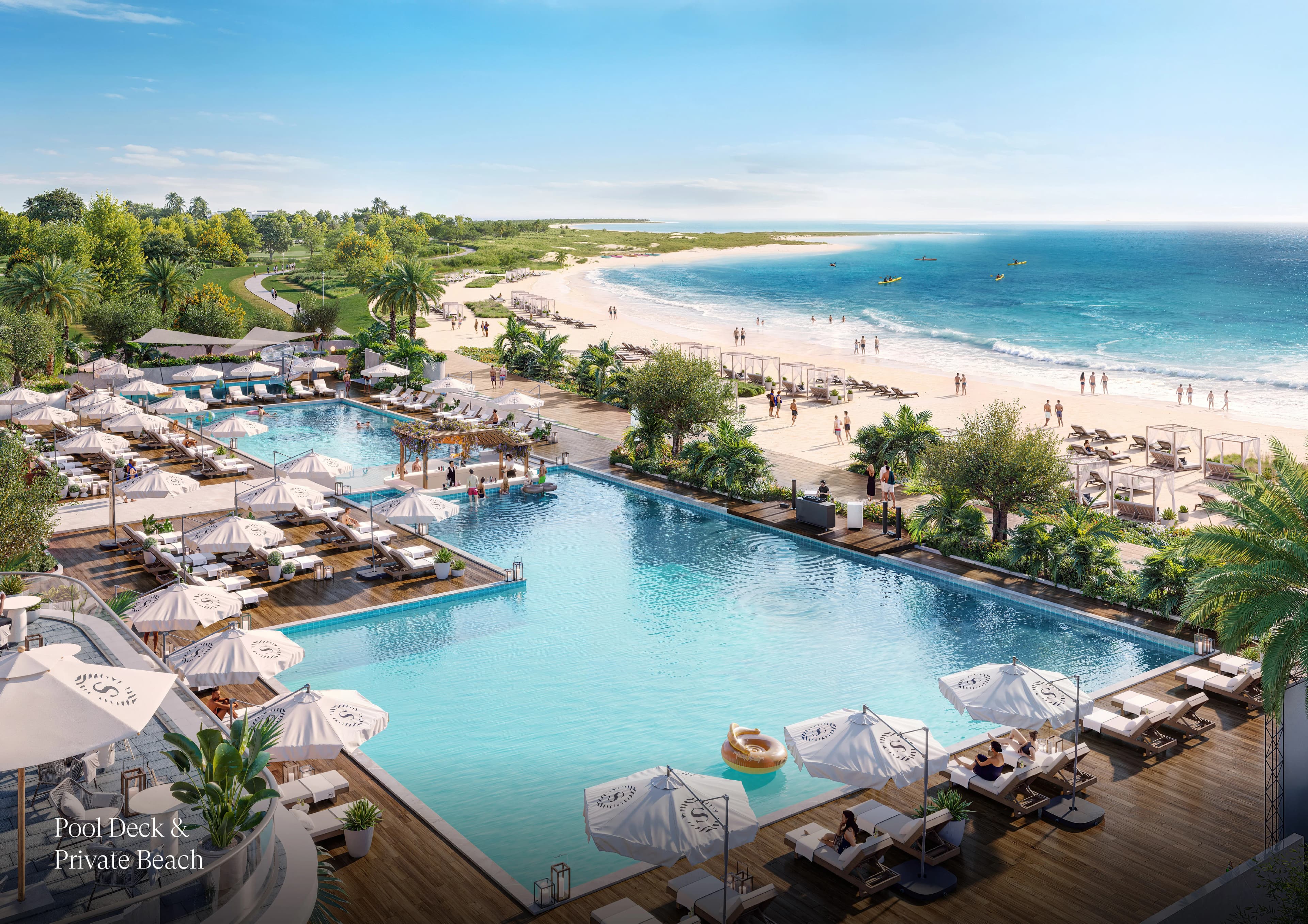 The Residences at Sheraton Al Marjan Island Resort amenity Pool Deck & Private Beach - Al Marjan Island, Dubai - by Atara Real Estate Development
