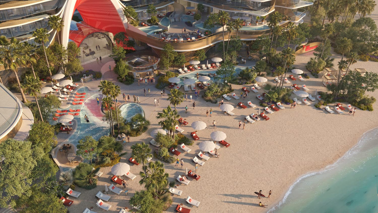 The Unexpected Al Marjan Island Hotel and Residence amenity Beach Club With Premium Vip Amenities in Al Marjan Island, Ras Al Khaimah, by Almal