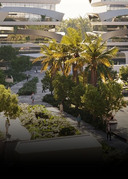Tonino Lamborghini Residences amenity Green Park in Meydan (Nad Al Sheba 1), Dubai, by Gulf Land Property Developers