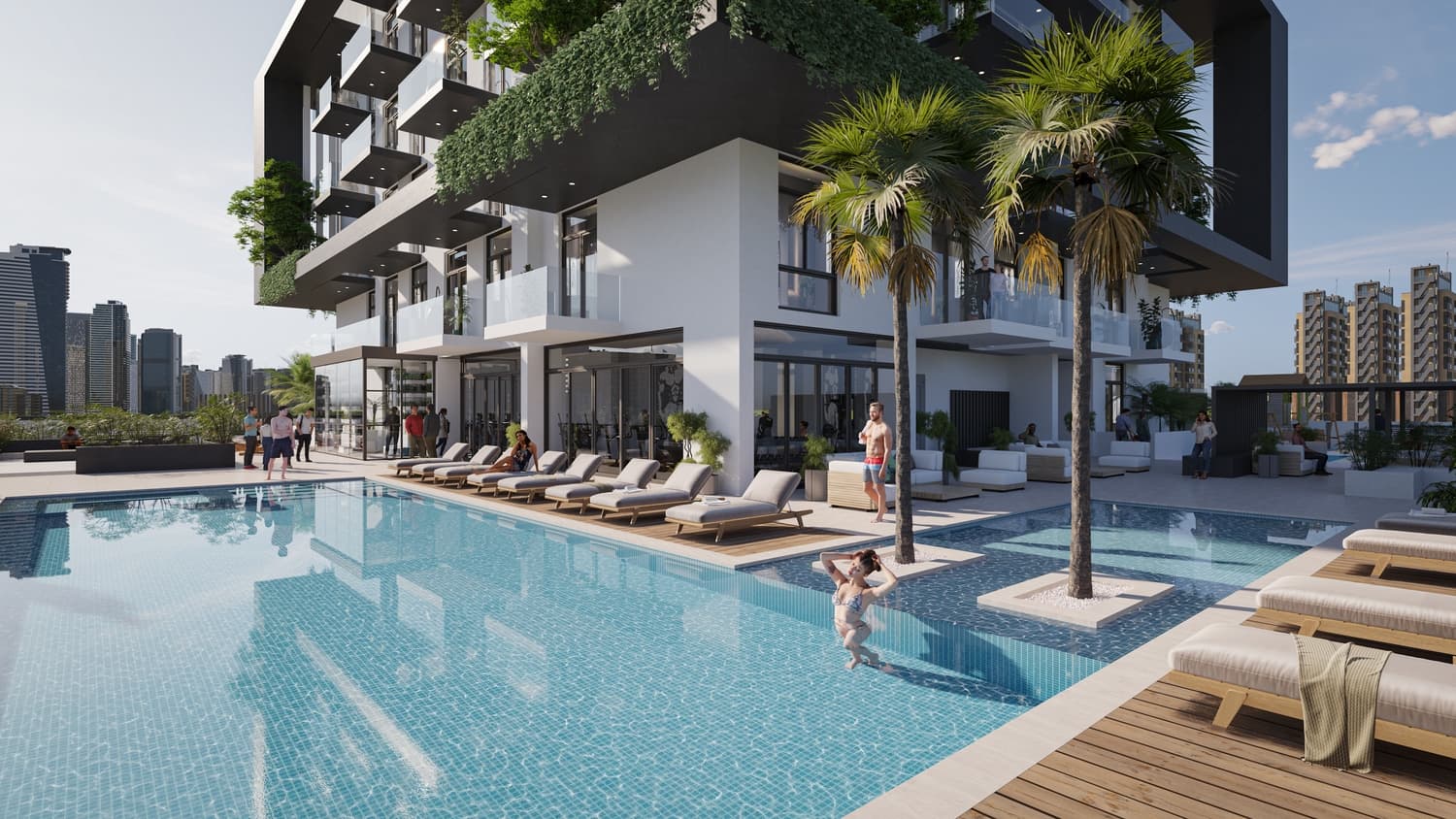 Treppan Tower amenity Infinity Pool - JVT (Jumeirah Village Triangle), Dubai - by Fakhruddin Properties Development