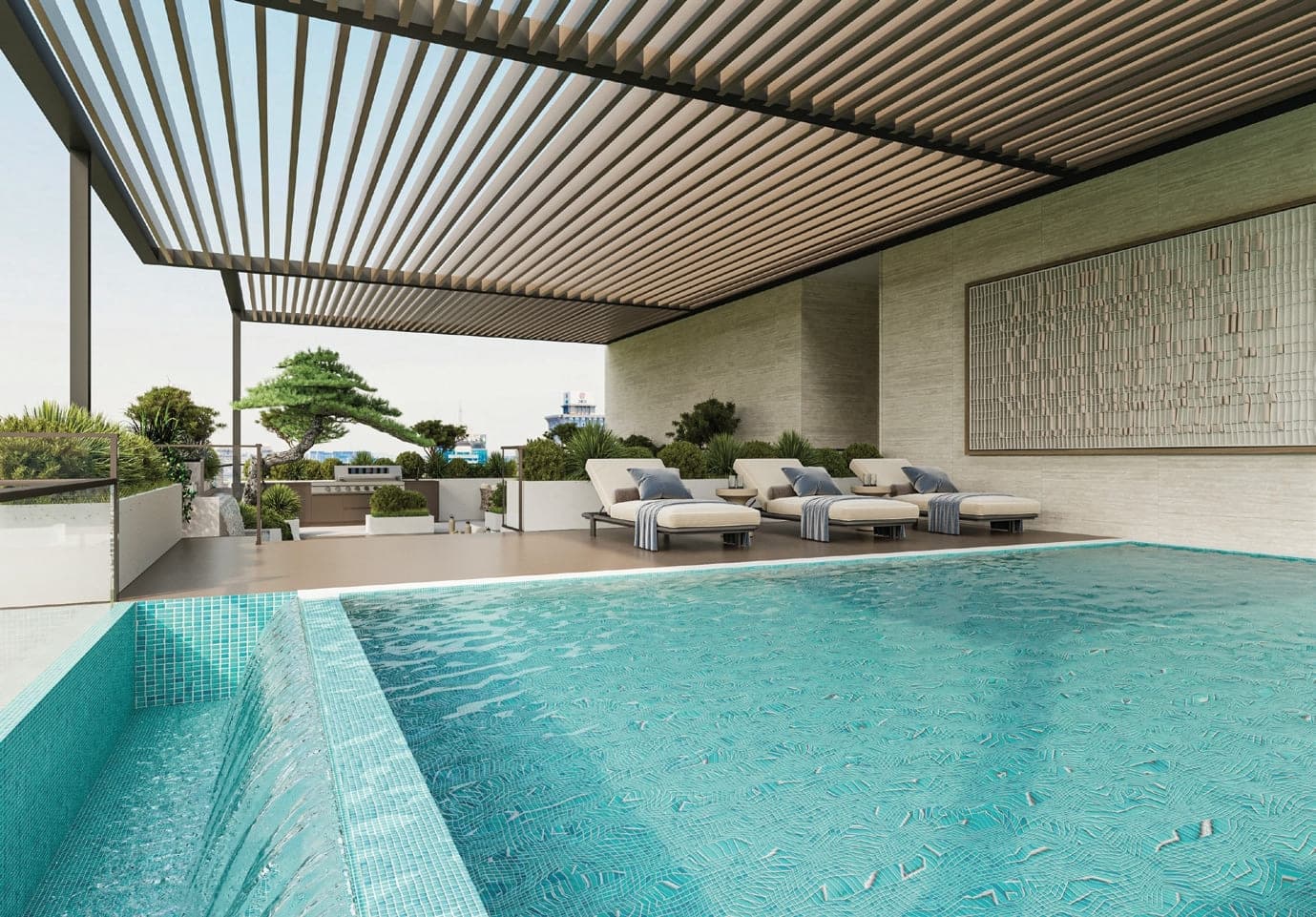 Trevino amenity Poolside Sunloungers - JVC (Jumeirah Village Circle), Dubai - by Avelon Developments