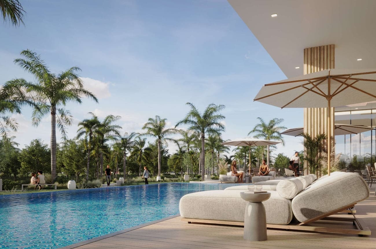 Uno-Luxe amenity Swimming Pool With Overlooking Park - Al Marjan Island, Dubai - by WOW Resorts