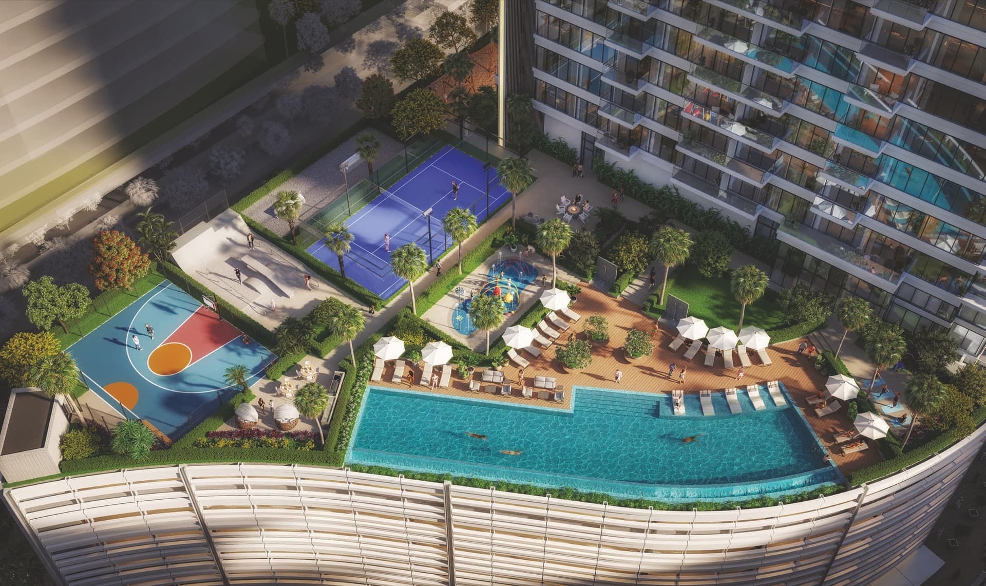 Upper House amenity Urban Basketball Area in JLT (Jumeirah Lake Towers), Dubai, by Ellington